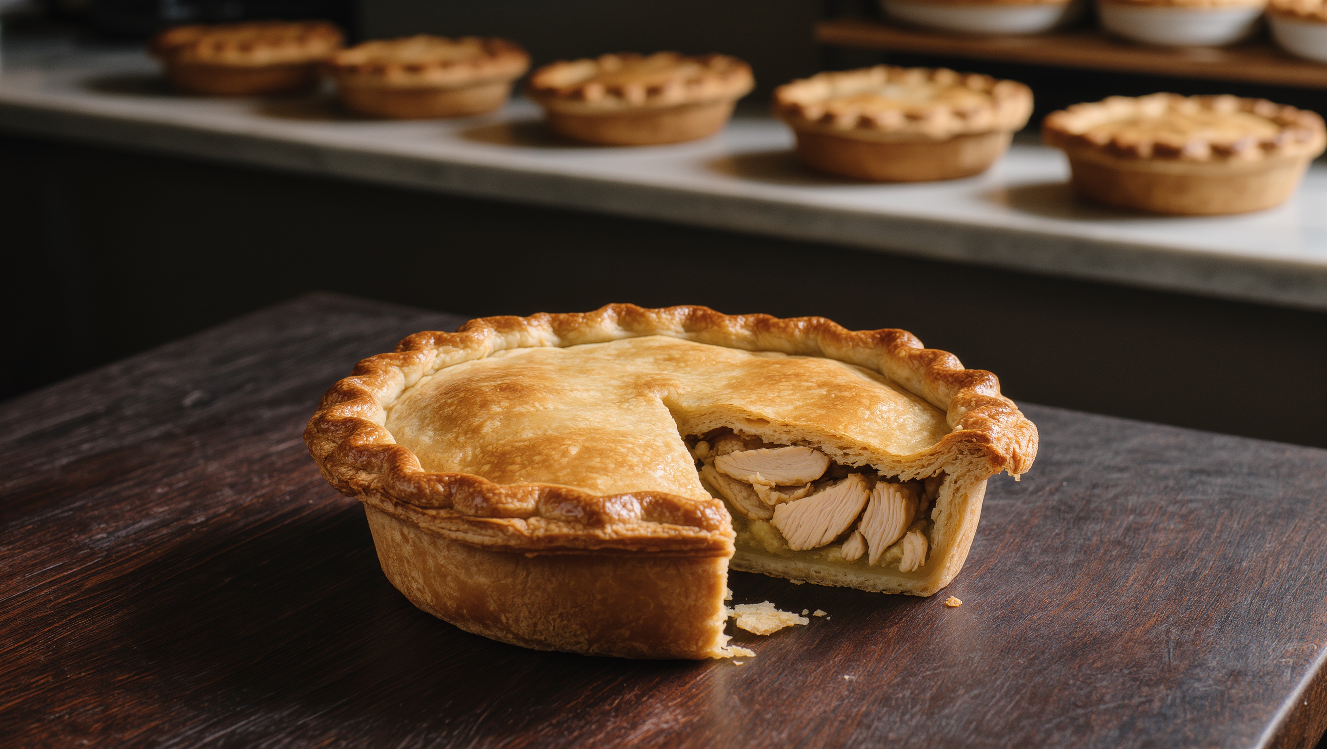 Chicken pie in Scotland's pie culture, traditional presentation